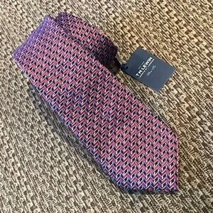 TM Lewin Jermyn St London Mens Silk Tie Red Blue‎ Geometric Arrow Preppy Office